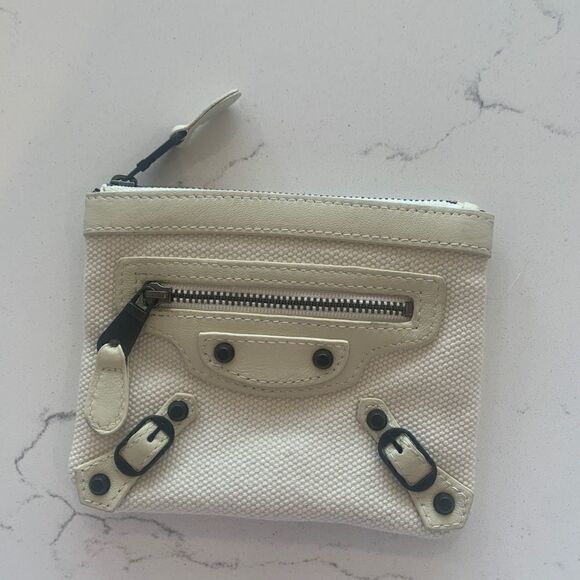 Balenciaga Paris Motocross Canvas and Leather White Wallet - Picture 3 of 9